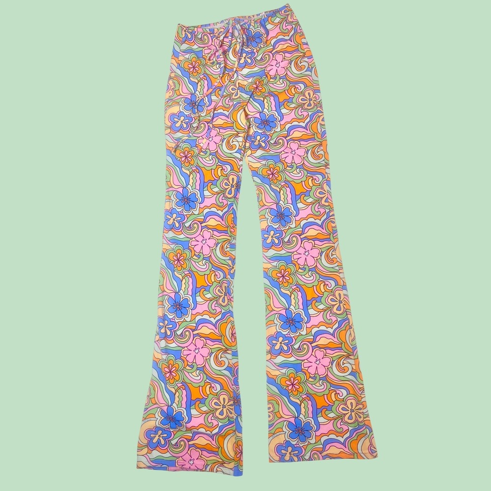 LA Hearts by PacSun Psychedelic Floral Flare Pants Multi Color Size S Costume